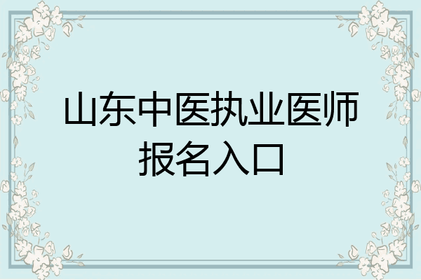 山东中医执业医师报名入口