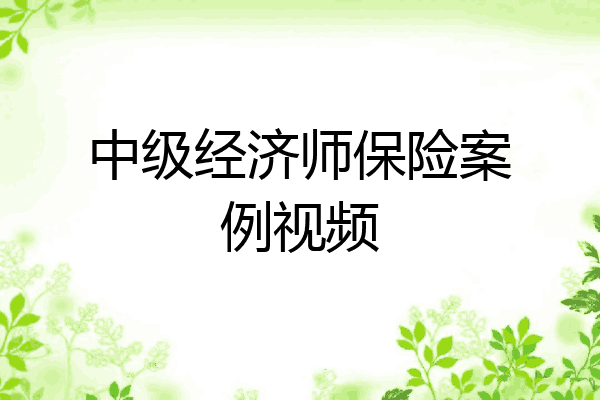中级经济师保险案例视频