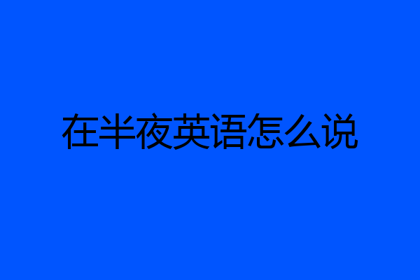 在半夜英语怎么说