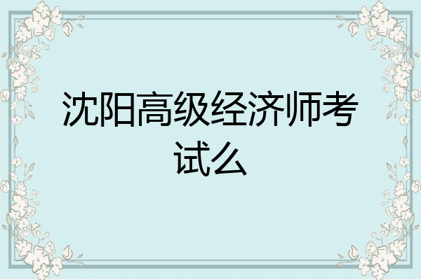 沈阳高级经济师考试么