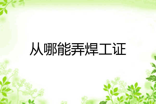 从哪能弄焊工证