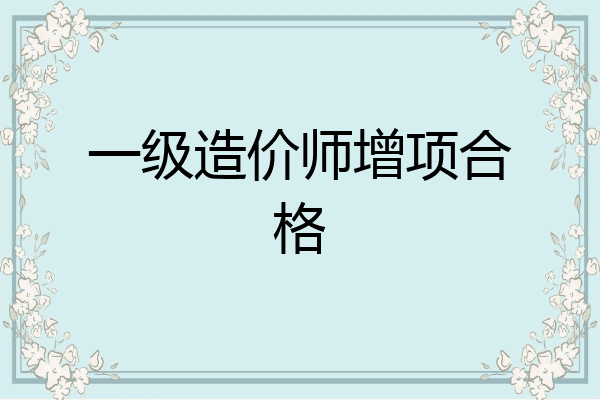 一级造价师增项合格