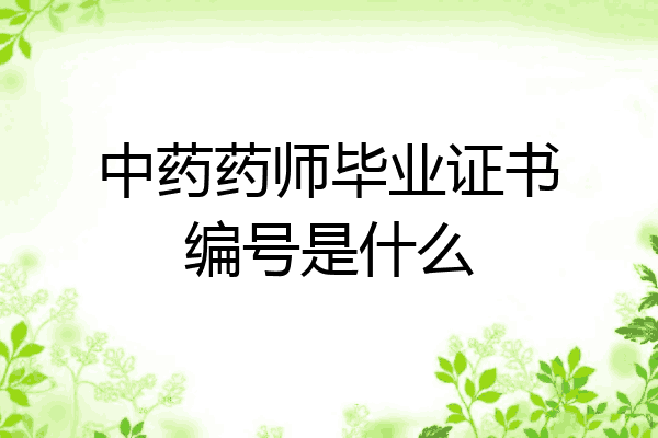 中药药师毕业证书编号是什么