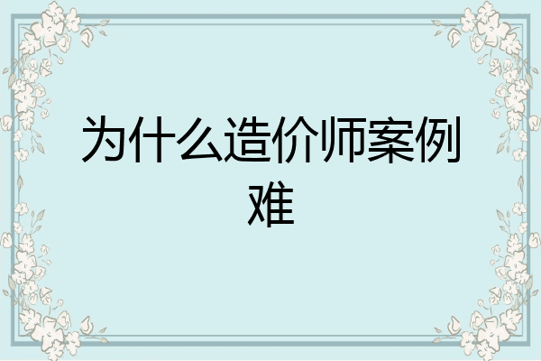 为什么造价师案例难