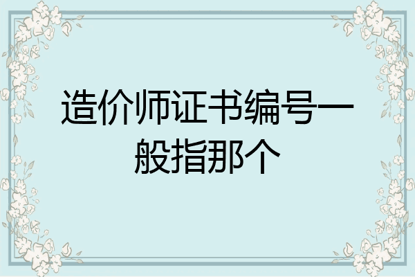 造价师证书编号一般指那个