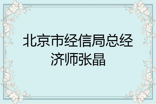 北京市经信局总经济师张晶