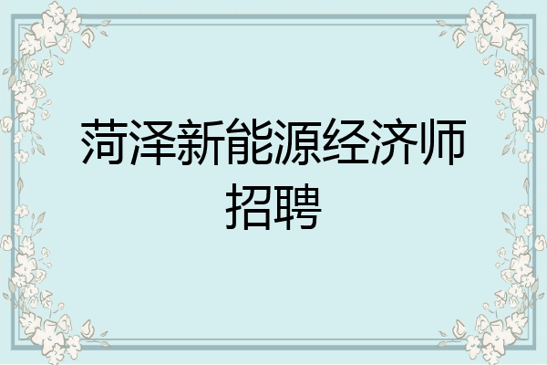 菏泽新能源经济师招聘