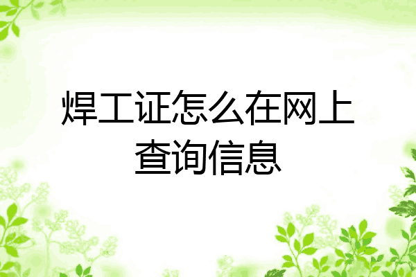 焊工证怎么在网上查询信息