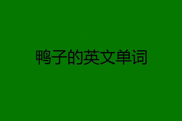 鸭子的英文单词