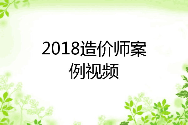 2018造价师案例视频
