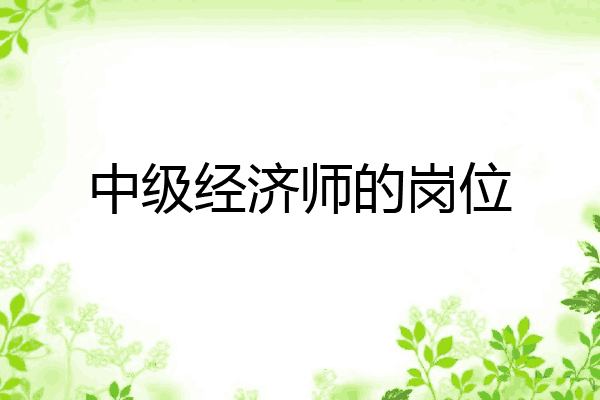 中级经济师的岗位