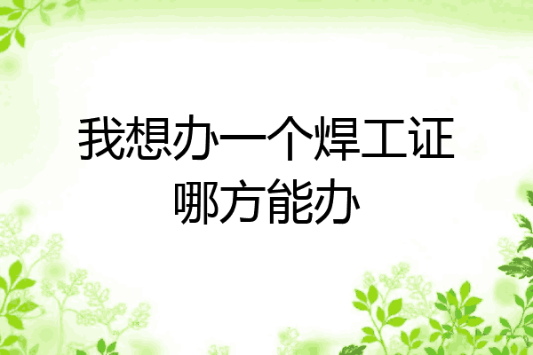 我想办一个焊工证哪方能办