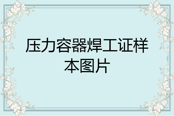 压力容器焊工证样本图片