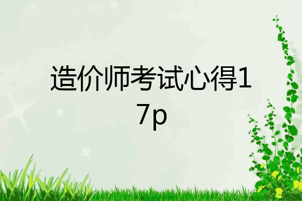 造价师考试心得17p