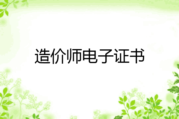 造价师电子证书