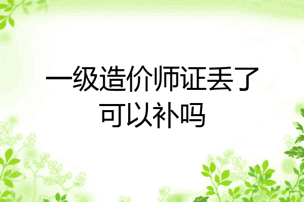 一级造价师证丢了可以补吗