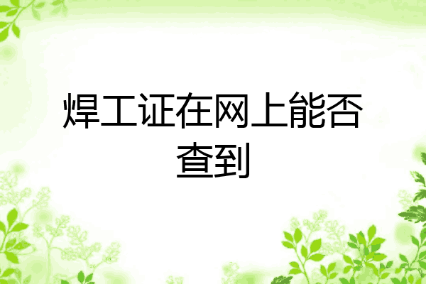 焊工证在网上能否查到