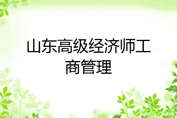 山东高级经济师工商管理