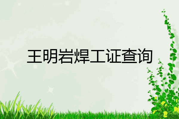 王明岩焊工证查询