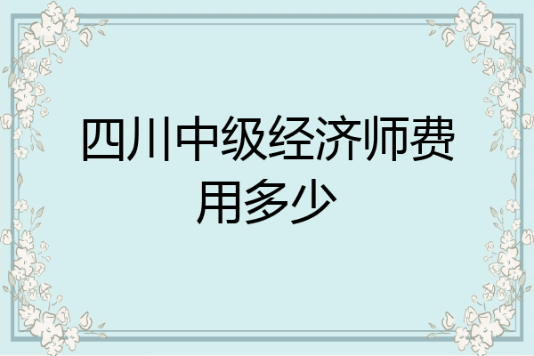 四川中级经济师费用多少