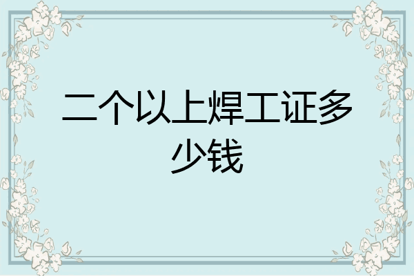 二个以上焊工证多少钱