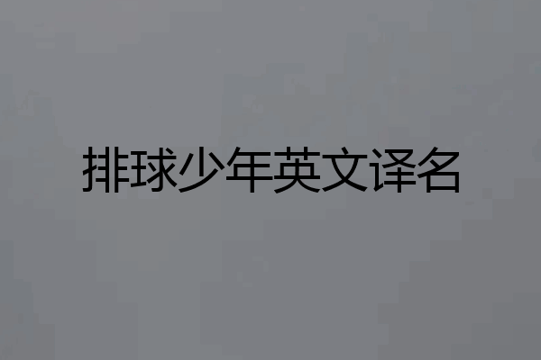 排球少年英文译名