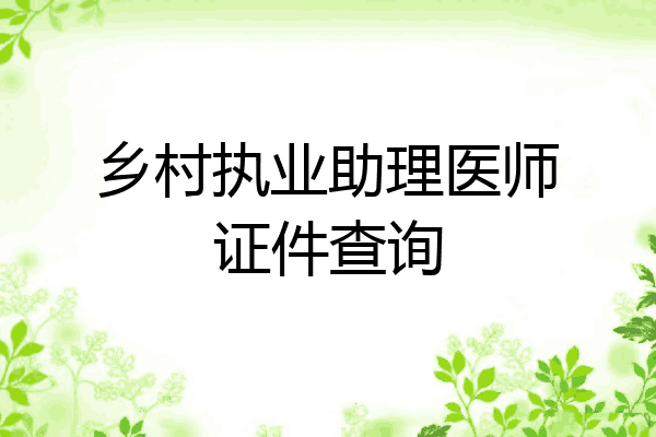 乡村执业助理医师证件查询