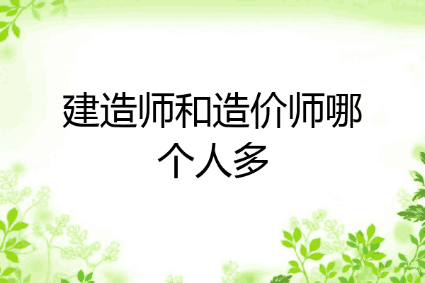建造师和造价师哪个人多