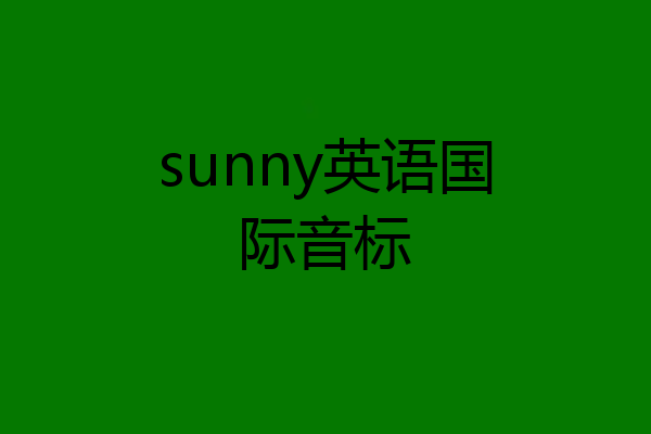 sunny英语国际音标