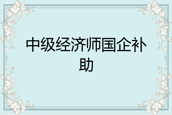 中级经济师国企补助