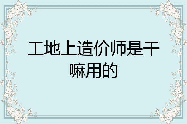 工地上造价师是干嘛用的