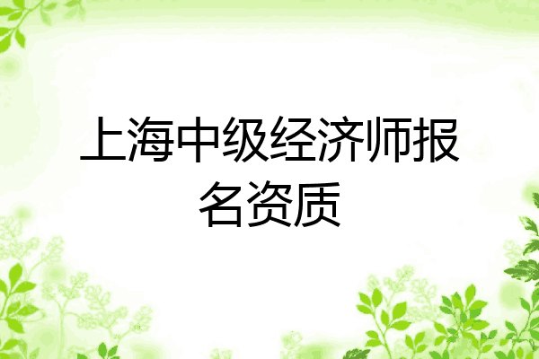 上海中级经济师报名资质