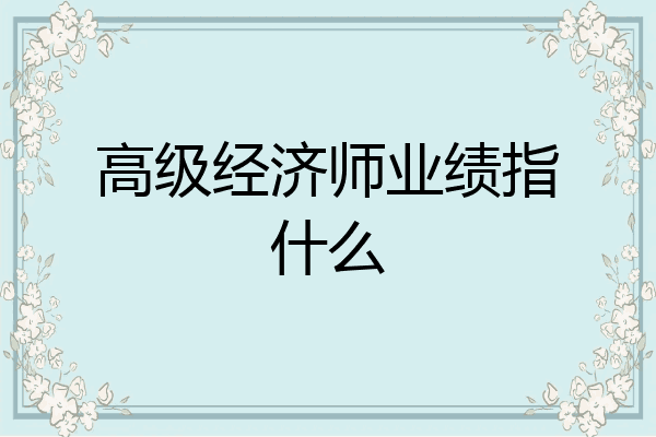 高级经济师业绩指什么