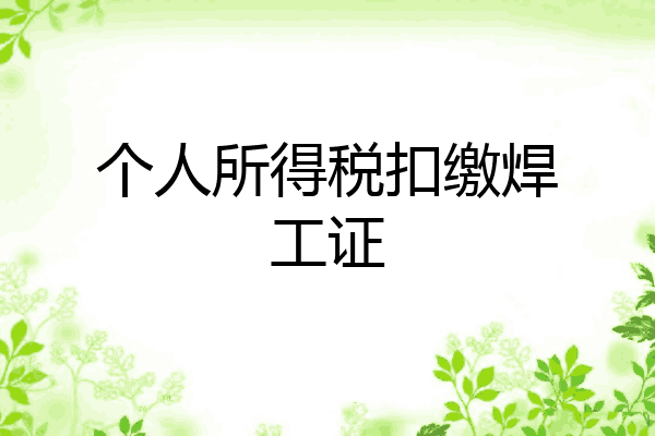 个人所得税扣缴焊工证