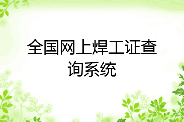 全国网上焊工证查询系统