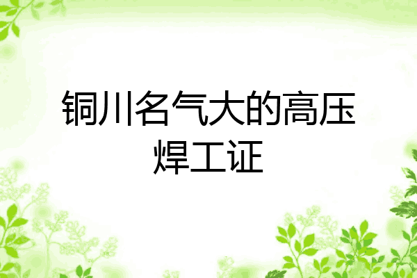 铜川名气大的高压焊工证