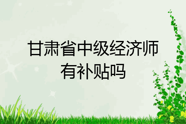 甘肃省中级经济师有补贴吗