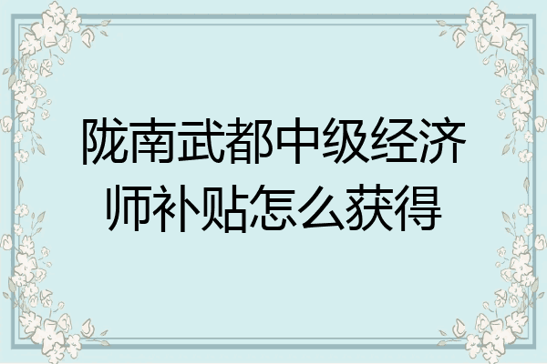 陇南武都中级经济师补贴怎么获得