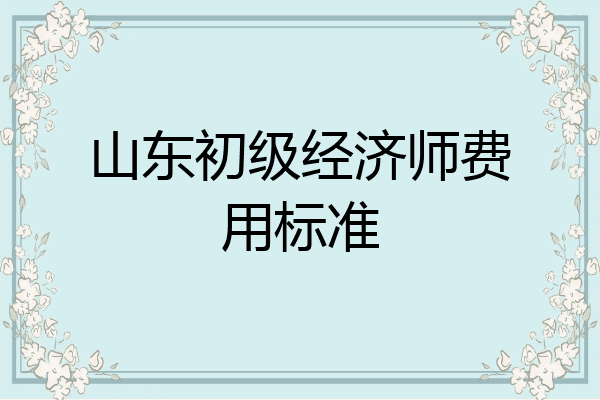 山东初级经济师费用标准