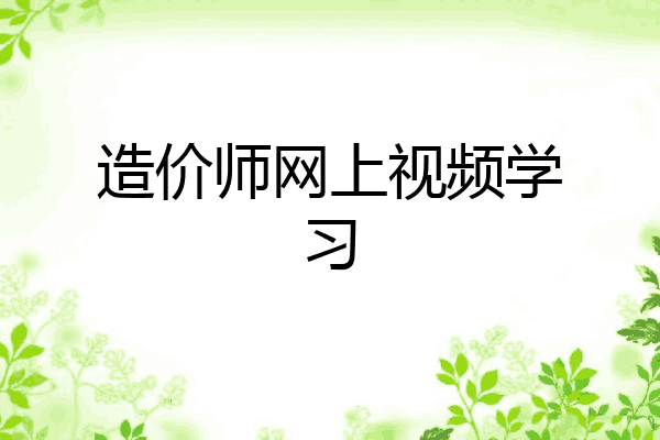 造价师网上视频学习