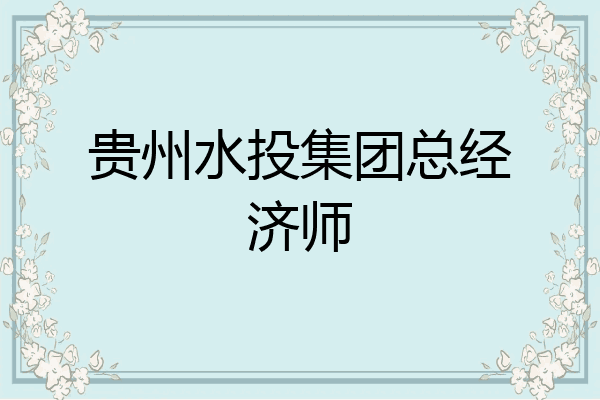 贵州水投集团总经济师
