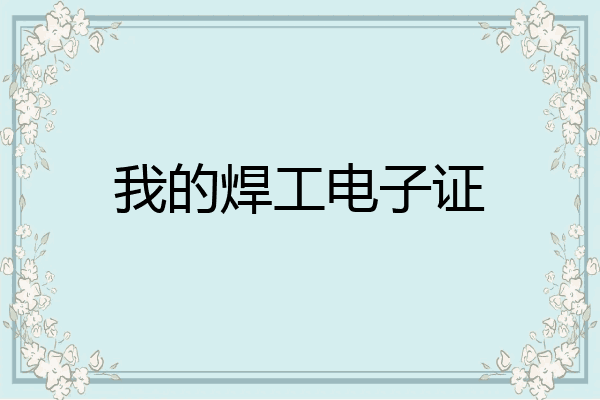 我的焊工电子证