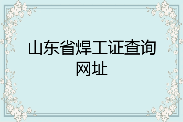 山东省焊工证查询网址