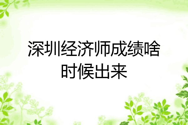 深圳经济师成绩啥时候出来