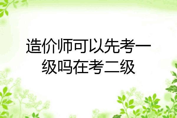 造价师可以先考一级吗在考二级
