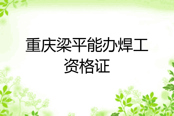 重庆梁平能办焊工资格证