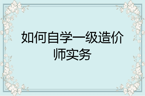 如何自学一级造价师实务