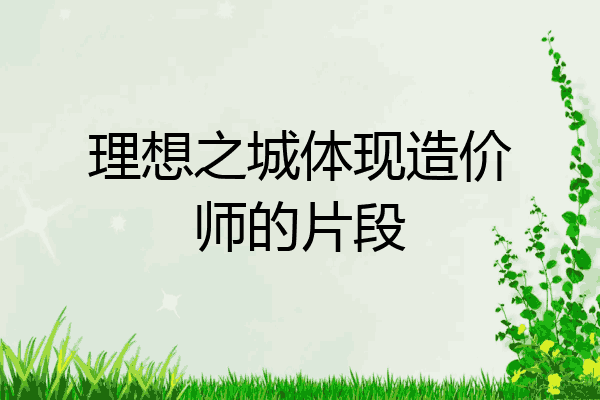 理想之城体现造价师的片段