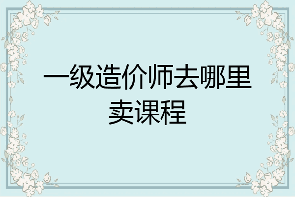 一级造价师去哪里卖课程
