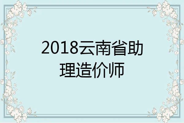 2018云南省助理造价师